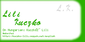 lili kuczko business card